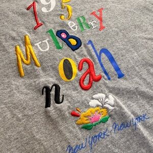 Noah NYC Gray Tee with Colorful Embroidery